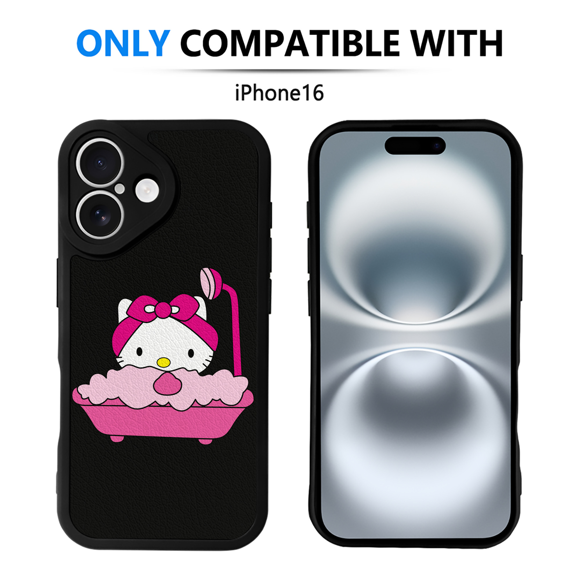 （画像用） Hello Kitty ハローキティ 【iPhone 16シリーズ対応】シリコンスマホケース（レザー調） 材質：シリコン